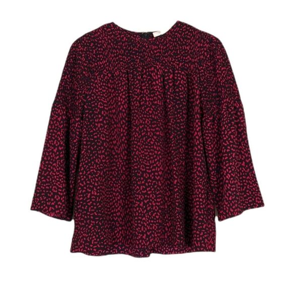 Michael Kors Pink Smocked Animal Print Blouse Small - Picture 1 of 8